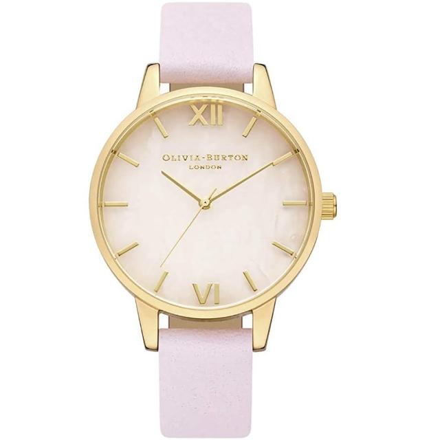 【Olivia Burton】Olivia Burton 異想世界風格時尚優質皮革腕錶34mm-淺粉色-OB16SP20