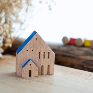 【eguchitoys】故事積木〈藍色房子〉(木頭/原木積木 兒童玩具 辦公室療癒小物 房間佈置裝飾 拍照道具)