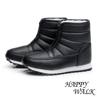 【HAPPY WALK】超保暖防水加厚時尚短筒雪靴(黑)