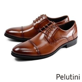 【Pelutini】簡約都會橫飾綁帶德比鞋 棕色(PE11789-BR)