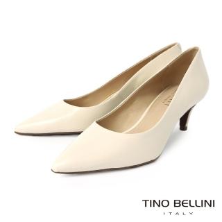 【TINO BELLINI 貝里尼】巴西進口牛皮尖頭5.5CM跟鞋FSDV0003(米)
