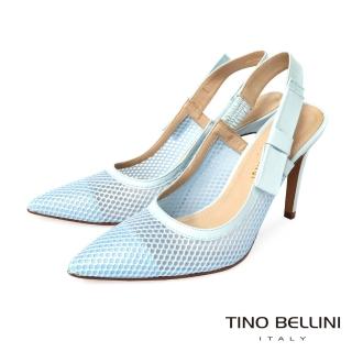 【TINO BELLINI 貝里尼】巴西進口氣質裸膚尖頭後鬆緊帶高跟鞋FS3T0001(淺藍)