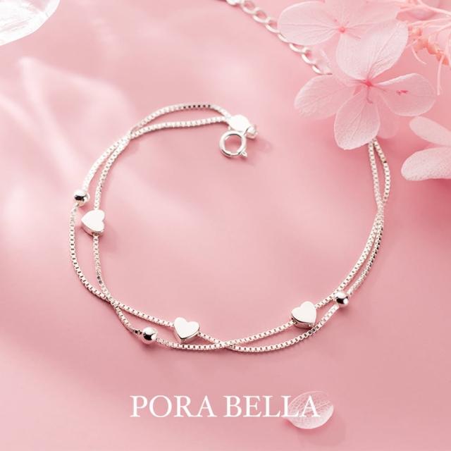 【Porabella】925幸運純銀雙層愛心手鏈 Bracelet