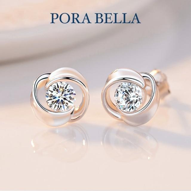 【Porabella】925純銀扭結人工水鑽耳環 earrings