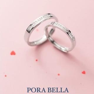 【Porabella】925純銀鋯石對戒-愛的密碼 情侶對戒 ring