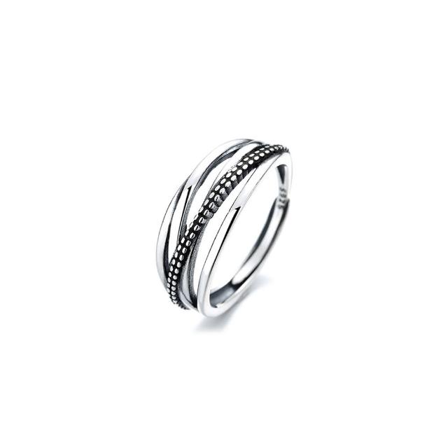 【Porabella】925純銀北歐戒指 個性設計款戒指 中性風格 可調開口式 銀戒 Rings
