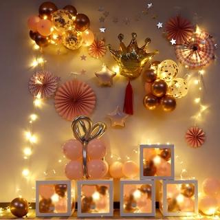 粉粉嫩嫩皇冠驚喜氣球盒燈飾組1組(生日 告白 求婚 派對 氣球 佈置)