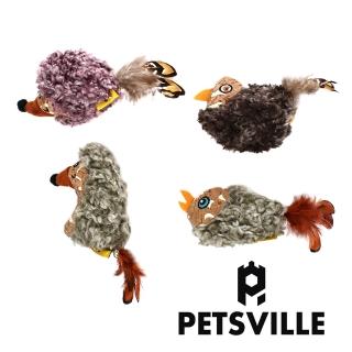【PETSVILLE】木皮絨絨系列貓咪耐咬發聲玩具(4款任選)