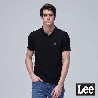 【Lee 官方旗艦】男裝 短袖polo衫 / 經典皮牌小LOGO 氣質黑 修身版型(LL190185K11)