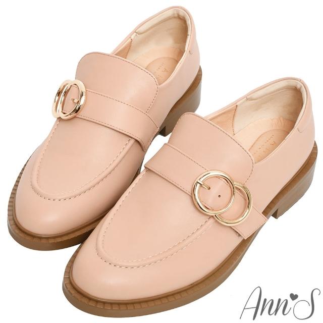 【Ann’S】肉肉腳必備-自由調節鬆緊金圓扣舒適樂福鞋3cm(杏)