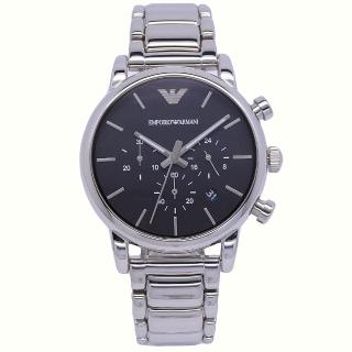 【EMPORIO ARMANI】ARMANI 簡單上班族的時尚經典優質三眼鋼帶腕錶-銀-AR1853