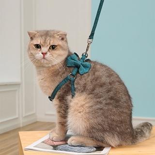 【寵物愛家】中小型犬貓咪蝴蝶結版充棉胸背牽繩(寵物胸背帶)