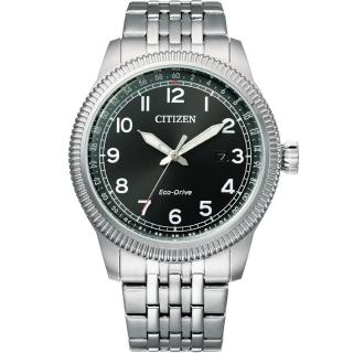 【CITIZEN 星辰】光動能復古風格紳士手錶-42.5mm/黑X銀(BM7480-81E)