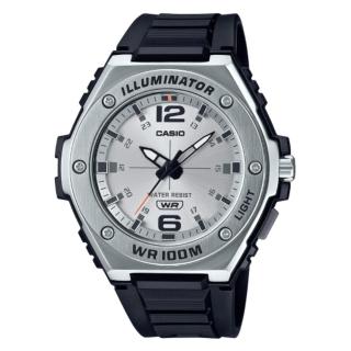 【CASIO 卡西歐】重工業風金屬錶圈指針錶-白面(MWA-100H-7A)