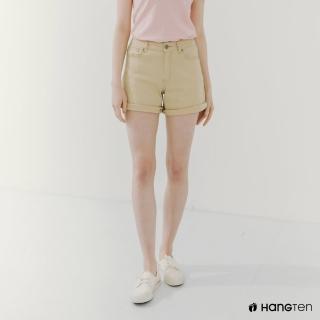 【Hang Ten】女裝-REGULAR FIT丹寧短褲(卡其)
