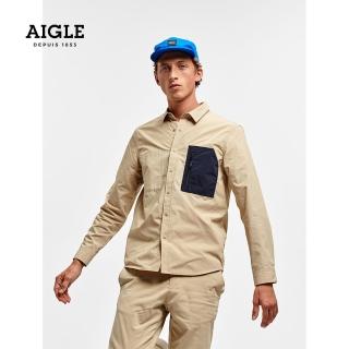 【AIGLE】男 休閒長袖襯衫(AG-1P116A150 卡其)