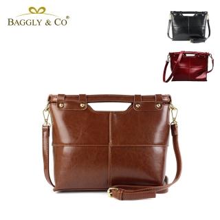 【BAGGLY&CO】日光質感真皮手提側背包(三色)