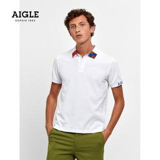 【AIGLE】男 抗UV快乾短袖POLO衫AG-1P119A130 白色(男裝 抗UV快乾 短袖 POLO衫)