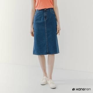 【Hang Ten】女裝-REGULAR FIT丹寧中長裙(藍)
