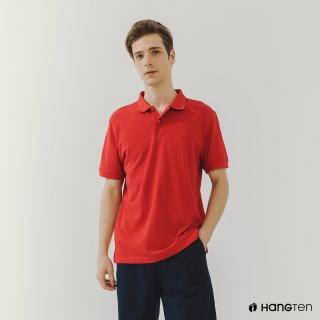 【Hang Ten】男裝-基本款舒適腳丫繡花POLO衫(紅)