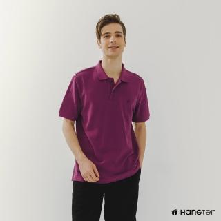【Hang Ten】男裝-基本款舒適腳丫繡花POLO衫(深紫)