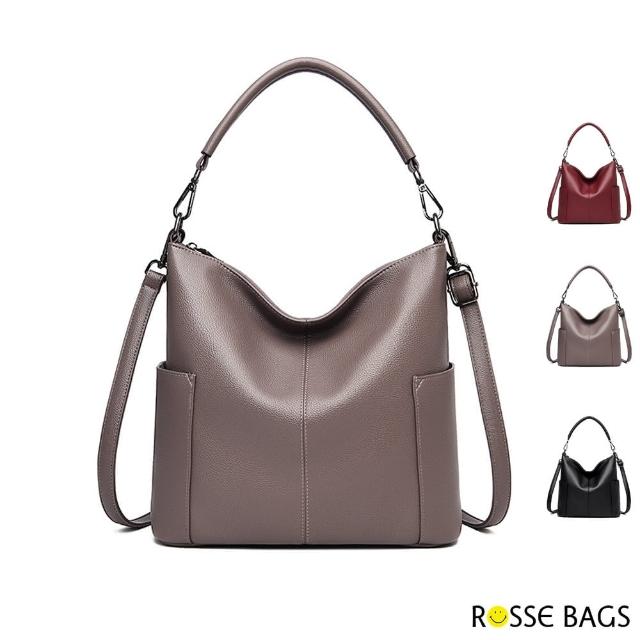 【Rosse Bags】時尚質感軟皮大容量手提肩背包(現+預 紅色 / 卡其色 / 黑色)