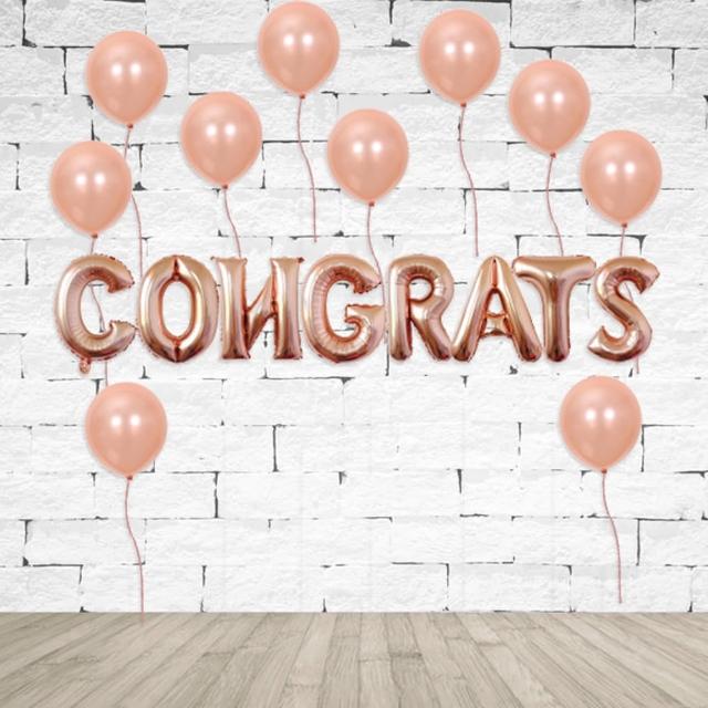 極美玫瑰金畢業CONGRATS字母氣球組1組(畢業 派對 氣球 謝師宴 裝飾 布置 佈置 拍照道具)