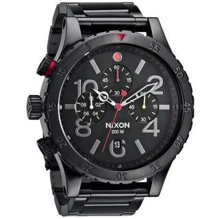 【NIXON】48-20 CHRONO 潮流霸氣大錶徑三眼計時不鏽鋼腕錶/黑x紅針(A486-1320)