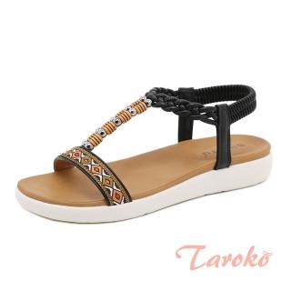 【Taroko】異域歐風串珠編織波西米亞涼鞋(3色可選)
