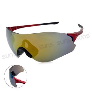 【SUNS】大框防爆運動太陽眼鏡 火焰紅 防滑頂規墨鏡 S502 抗UV400(採用PC防爆鏡片/安全防護/防撞擊)