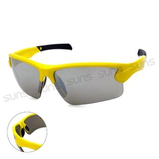 【SUNS】運動太陽眼鏡 絢彩黃框 防滑/防爆頂規墨鏡 S510 抗UV400(採用PC防爆鏡片/安全防護/防撞擊)