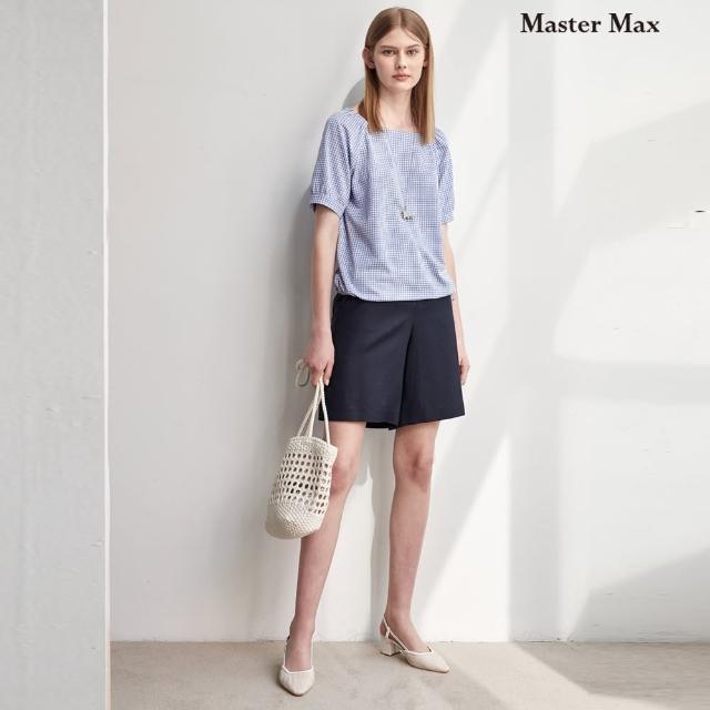 【Master Max】腰頭單扣設計亞麻短褲(8113039)