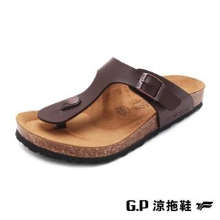 【G.P】皮釦可調式人字柏肯鞋 男鞋(咖啡色)