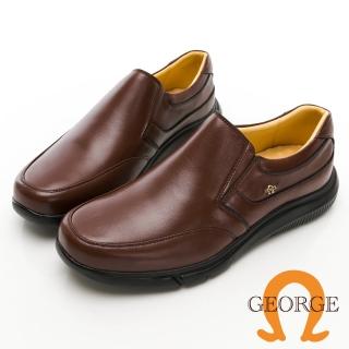 【GEORGE 喬治皮鞋】舒適系列 柔軟羊皮寬楦氣墊懶人鞋 -咖 135021BR-20
