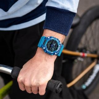 【CASIO 卡西歐】G-SHOCK 炫彩音浪 工業風雙顯手錶-科技藍 畢業禮物(GA-900SKL-2A)