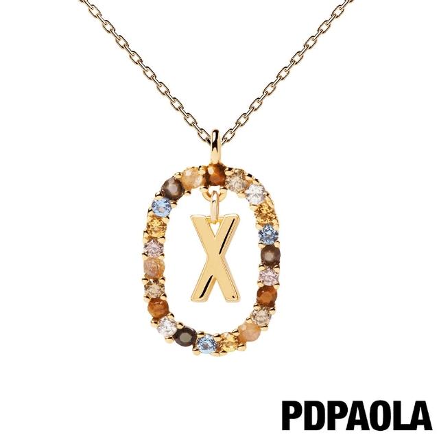 【PDPAOLA】西班牙精品 I AM系列  圓圈字母鍍18K金彩鑽項鍊(X)