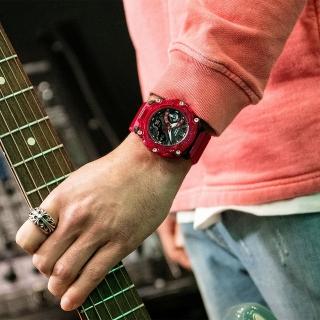 【CASIO 卡西歐】G-SHOCK 炫彩音浪 碳核心防護構造雙顯手錶-火熱紅(GA-2200SKL-4A)