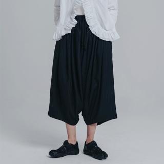 【設計所在】條紋藏青寬鬆日系武士褲哈倫褲(F)
