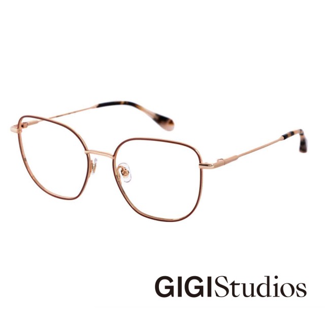 【GIGI Studios】完美精緻六邊形不銹鋼光學眼鏡(玫瑰金 -LUZIA-64910/6)