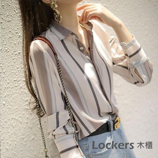 【Lockers 木櫃】春夏顯白設計條紋線條襯衫 L111030906
