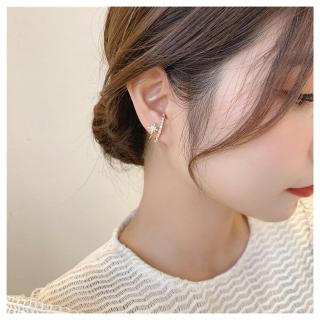 【HaNA 梨花】韓國鍍真金．鑲鑽星芒璀麗雙層耳環