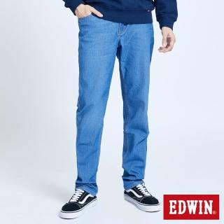 【EDWIN】男裝 JERSEYS 迦績EJ3透氣中腰中直筒牛仔褲(重漂藍)