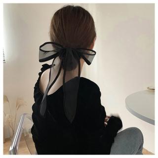 【HaNA 梨花】韓國新款法式公主．黑紗高級油畫蝴蝶結髮圈