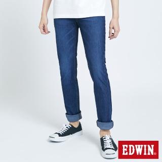 【EDWIN】男裝 大尺碼-JERSEYS迦績EJ2皮條EG窄直筒牛仔褲(石洗綠)