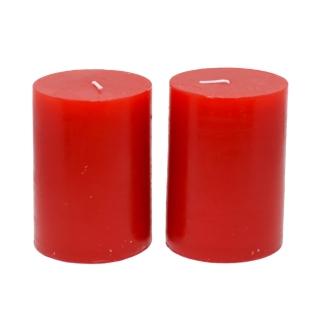 【YU Living 信歐傢居】歐式經典紅色柱蠟二件組 圓柱蠟燭(二件一組/小/680g組/紅色)