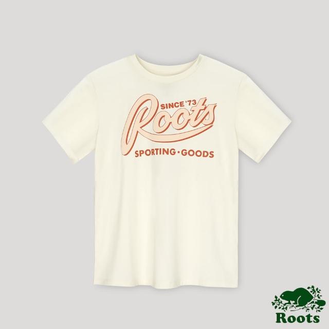 【Roots】Roots 女裝- 90風潮系列 文字LOGO短袖T恤(白色)