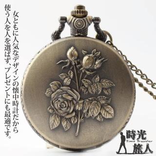 【時光旅人】盛夏玫瑰古典造型復古懷錶/項鍊(附盒裝 生日 送禮 禮物)