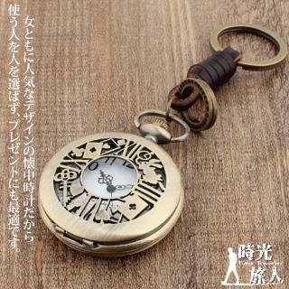 【時光旅人】不思議之國 愛麗絲夢遊仙境鏤空翻蓋懷錶/附鑰匙圈