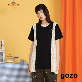 【gozo】甜甜圈別針拼接長版T恤(兩色)