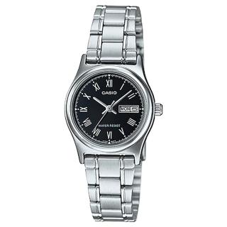【CASIO 卡西歐】小巧精緻三針不鏽鋼腕錶/銀x黑面(LTP-V006D-1B)